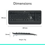 Logitech MK540 Advanced - Draadloze toetsenbord- en muiscombinatie, desktopset Donkergrijs, EU lay-out (QWERTY), 1000 dpi