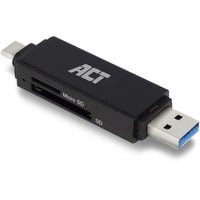 ACT Connectivity USB-C/USB-A kaartlezer, SD/micro SD Zwart